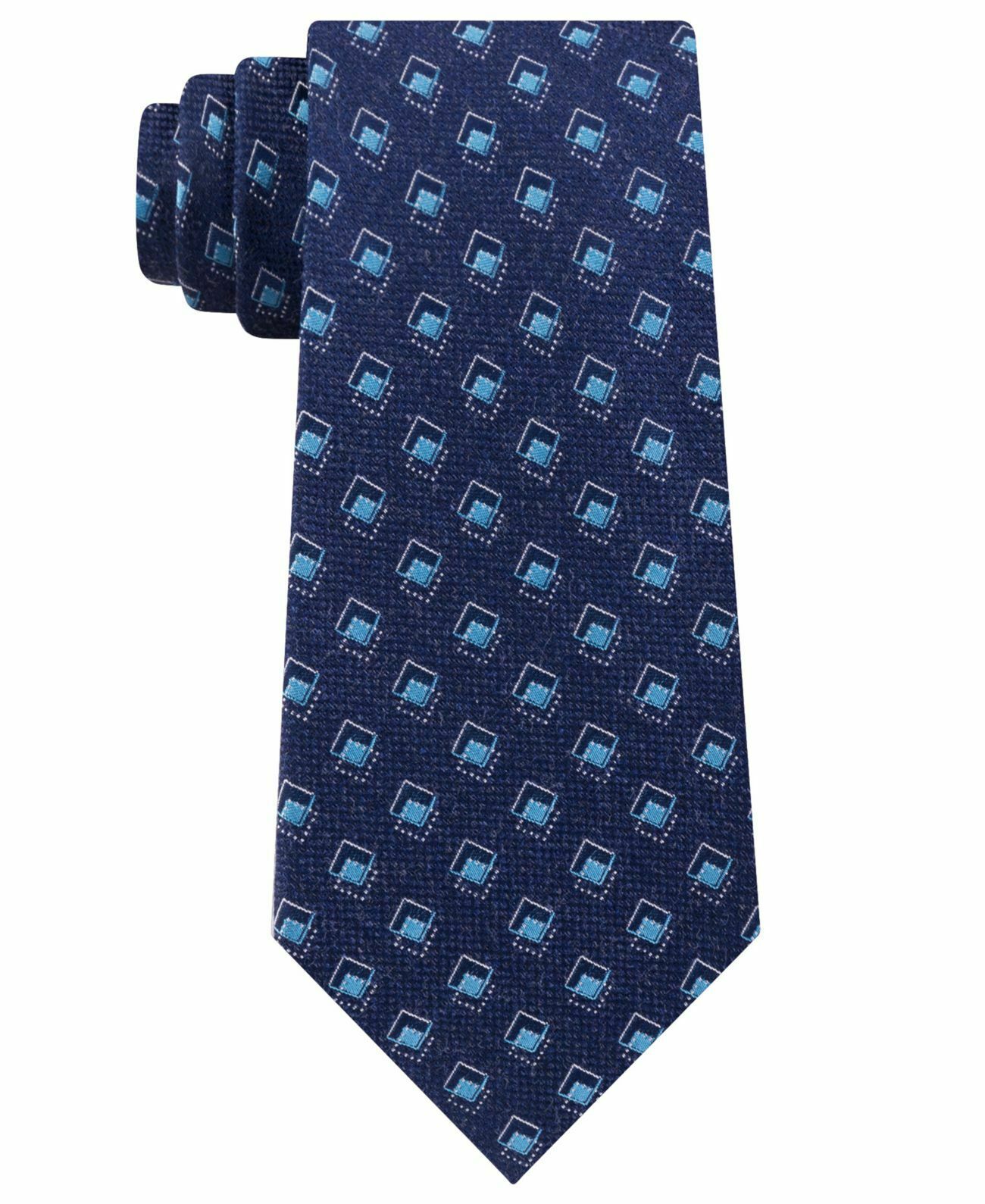 Michael Kors Men's Asymetric Squares Tie Blue Size Regular