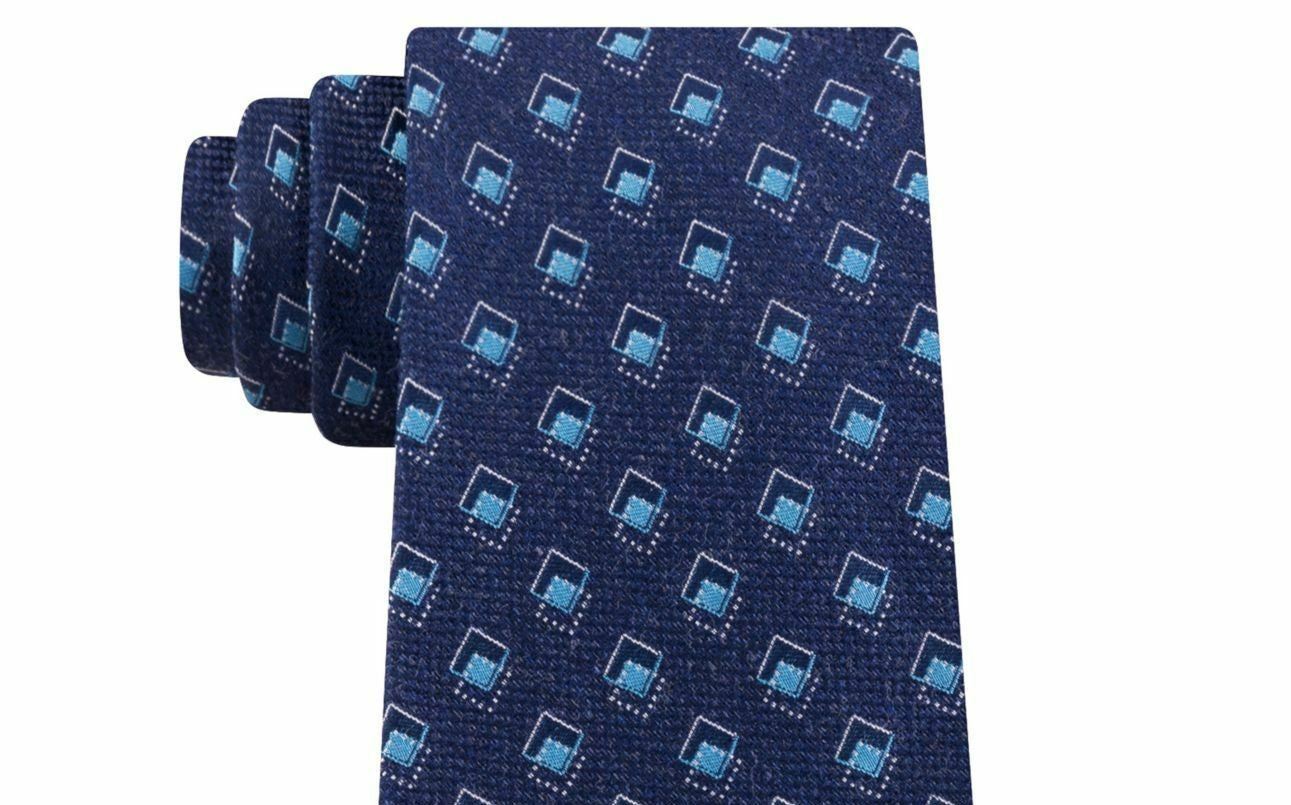 Michael Kors Men's Asymetric Squares Tie Blue Size Regular