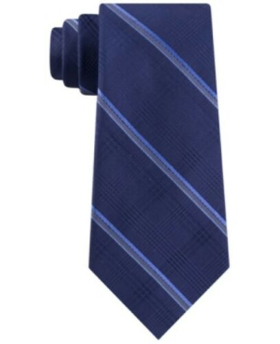 Michael Kors Men's Classic Tonal Glen Plaid Stripe Silk Tie Navy Size Regular
