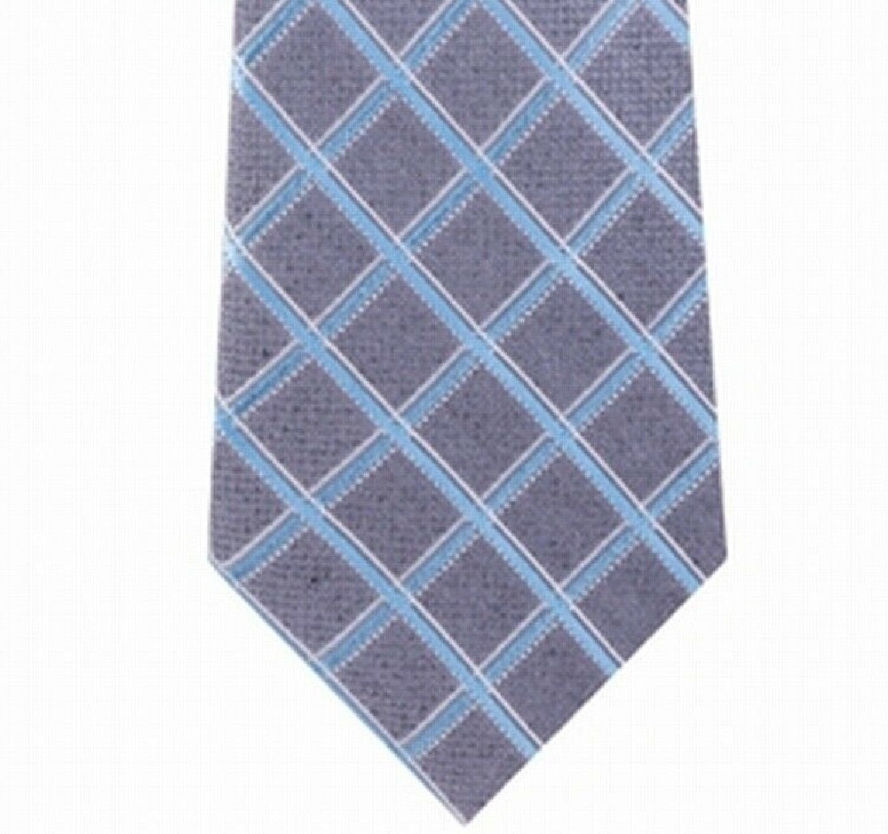 Michael Kors Men's Asymmetric Grid Tie Blue Size Regular