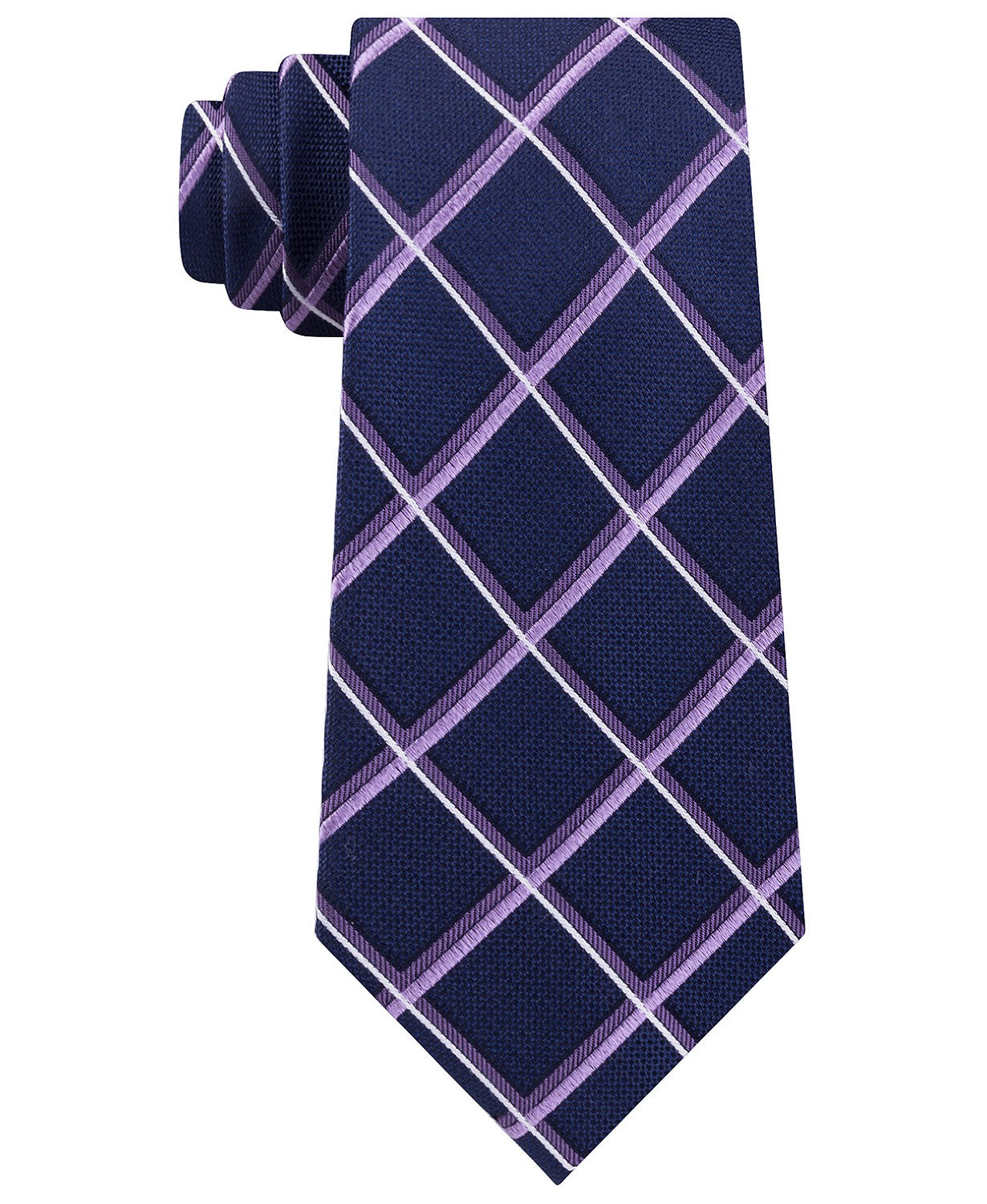 Michael Kors Men's Very Dark Blue Diamond Plaid Neck Tie Turq Size Regular