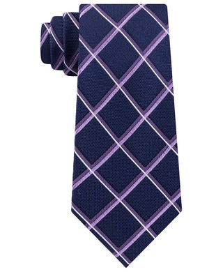 Michael Kors Men's Very Dark Blue Diamond Plaid Neck Tie Turq Size Regular