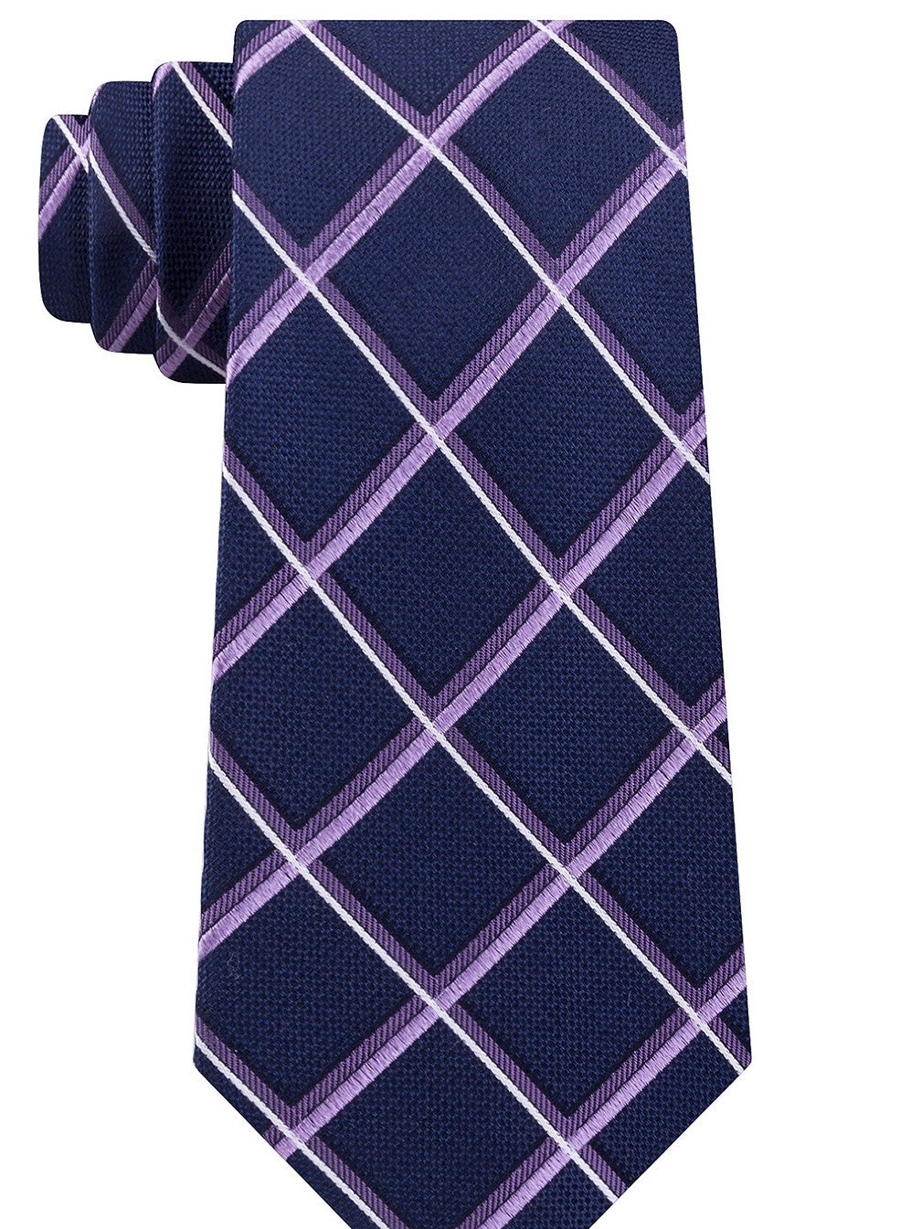 Michael Kors Men's Very Dark Blue Diamond Plaid Neck Tie Turq Size Regular