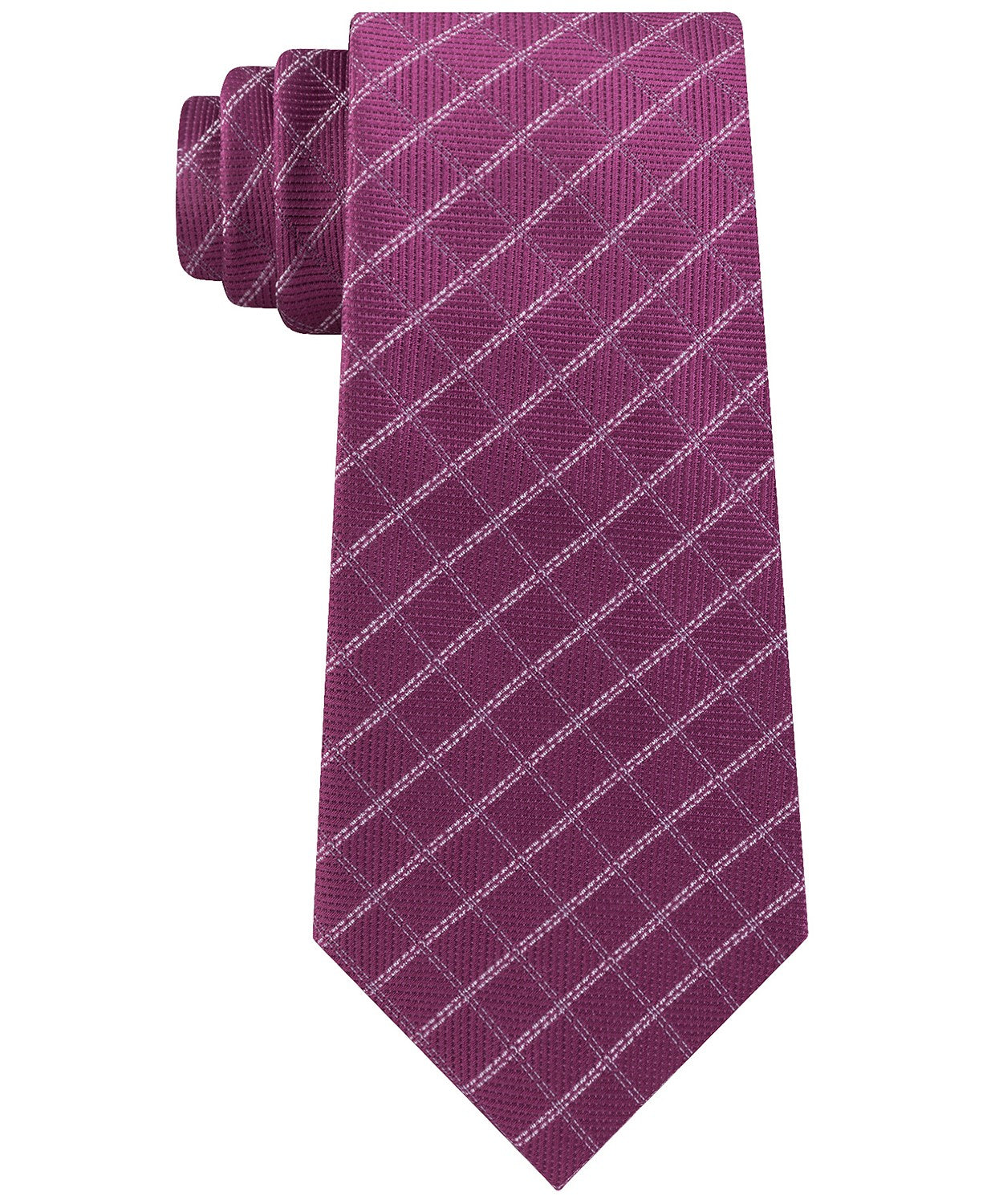 Michael Kors Men's Classic Textured Grid Silk Tie Medium Purple Size Regular
