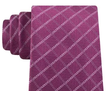 Michael Kors Men's Classic Textured Grid Silk Tie Medium Purple Size Regular