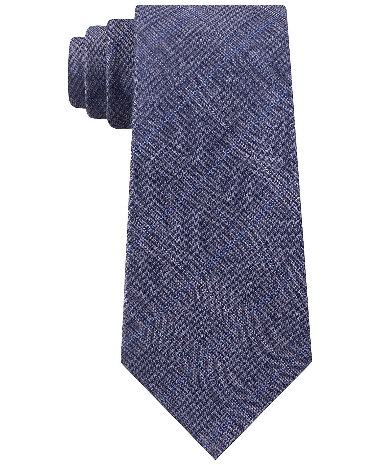 Michael Kors Men's Grayish Blue Plaid Tectured Neck Tie Gray Size Regular