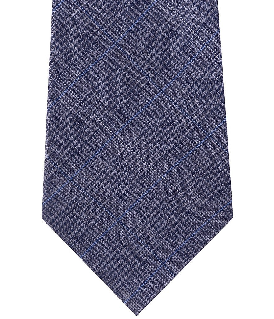 Michael Kors Men's Grayish Blue Plaid Tectured Neck Tie Gray Size Regular
