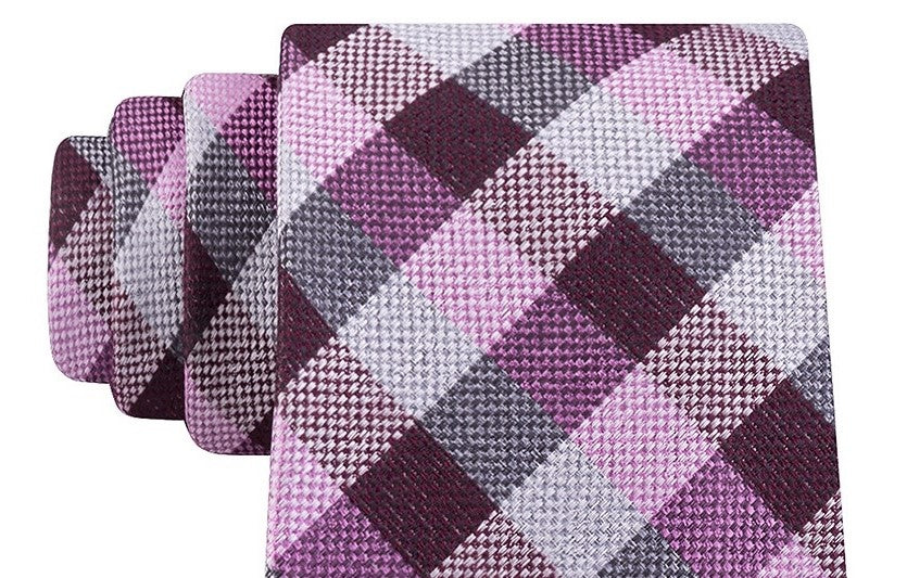 Michael Kors Men's Classic Gingham Check Tie Pink Size Regular