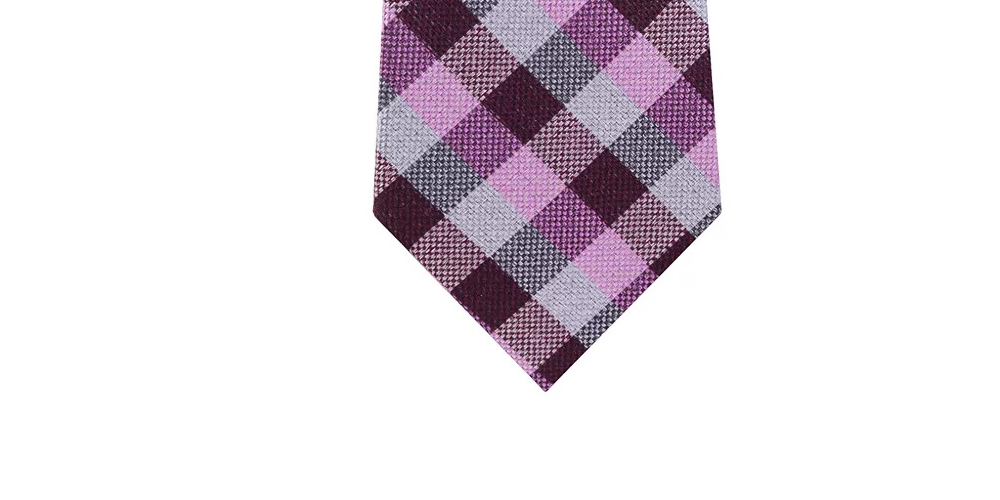 Michael Kors Men's Classic Gingham Check Tie Pink Med Purple Size Regular