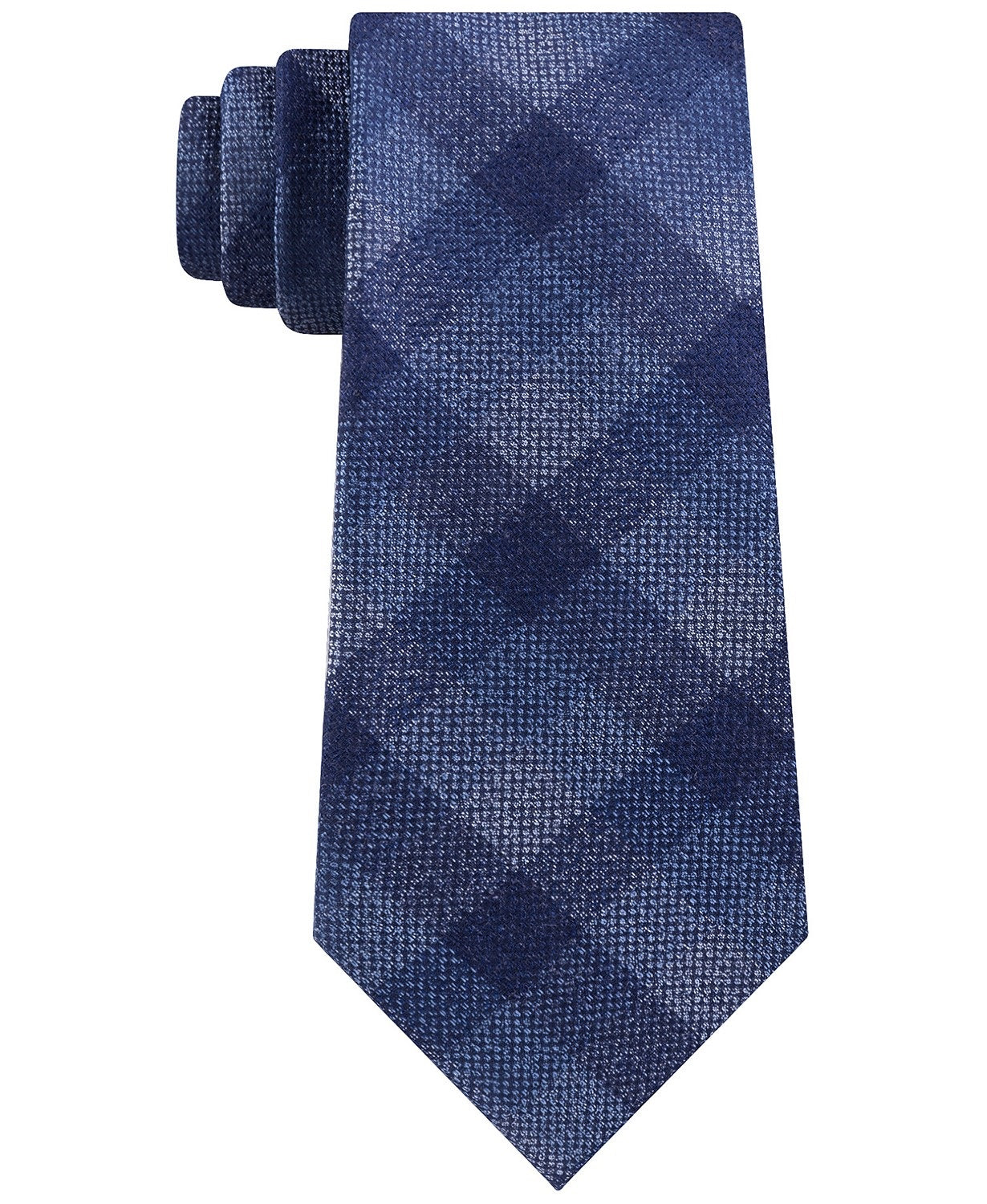 Michael Kors Men's Classic Pebble Gingham Check Tie Blue Size Regular