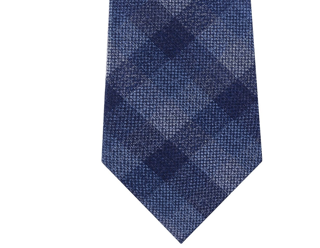 Michael Kors Men's Classic Pebble Gingham Check Tie Blue Size Regular