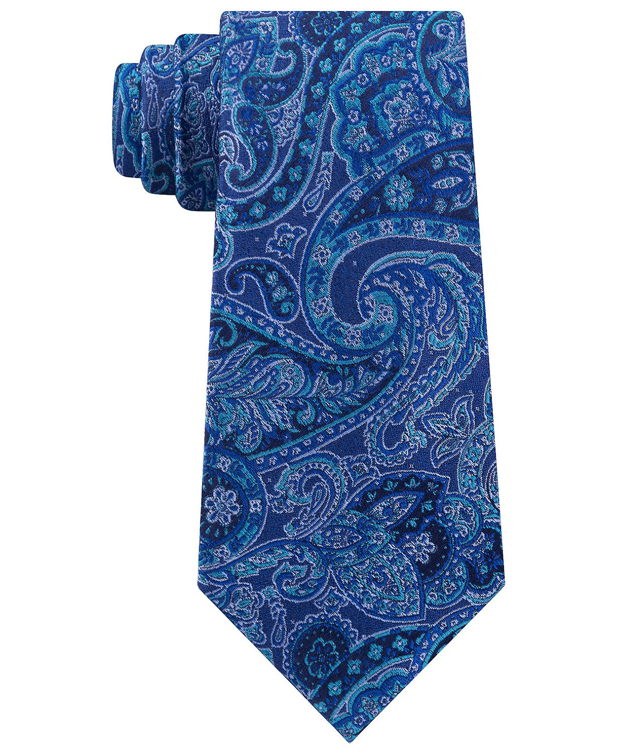 Michael Kors Men's Balanced Classic Paisley Silk Tie Blue Size Regular