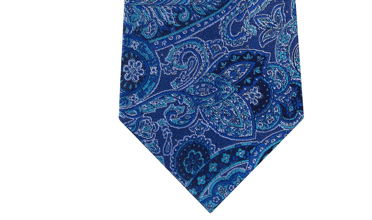 Michael Kors Men's Balanced Classic Paisley Silk Tie Blue Size Regular