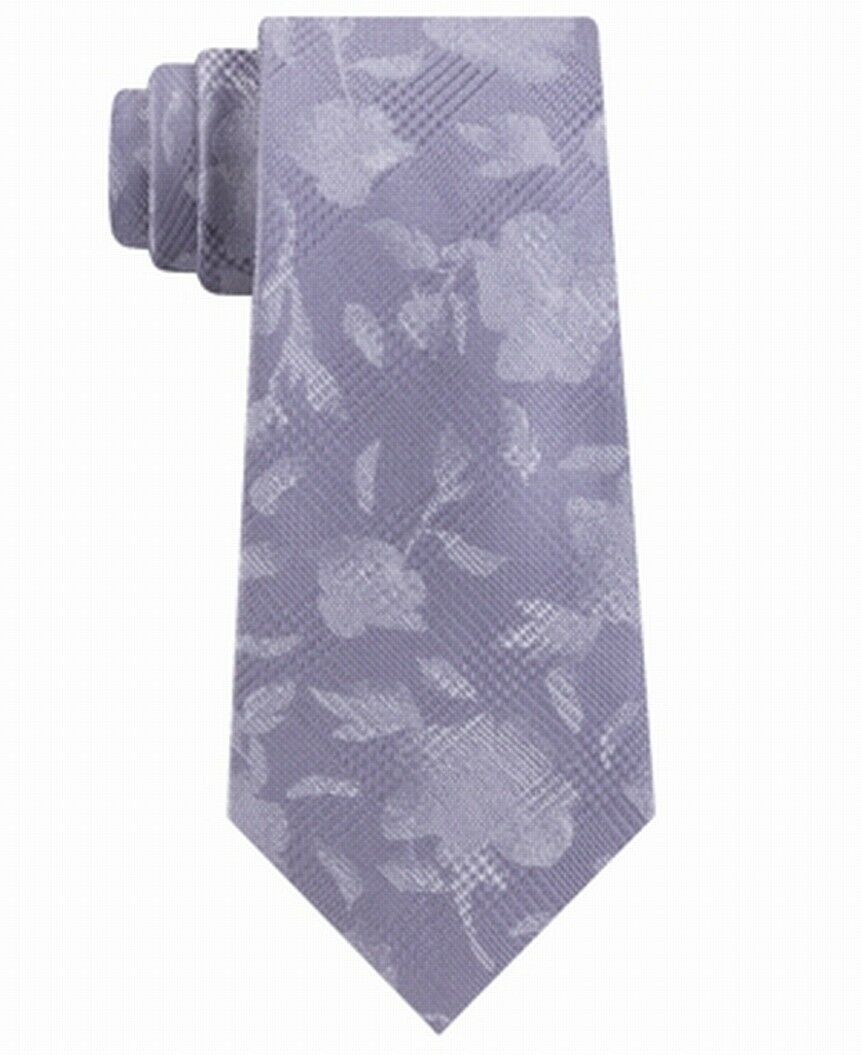 Michael Kors Men's Classic Botanical Glen Check Silk Tie Gray Size Regular
