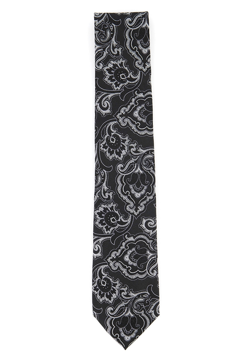 Michael Kors Men's Intricate Outlined Paisley Tie Black Size Regular