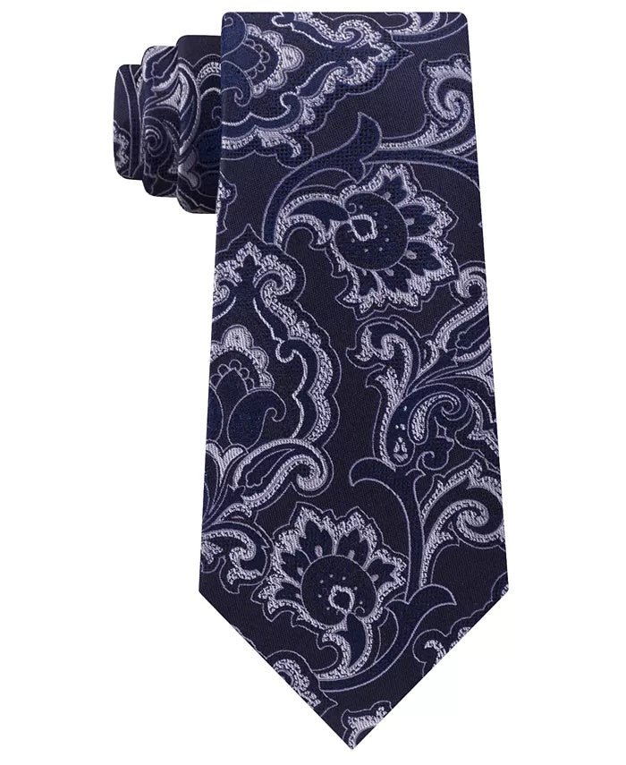 Michael Kors Men's Intricate Outlined Paisley Tie Navy Size Regular
