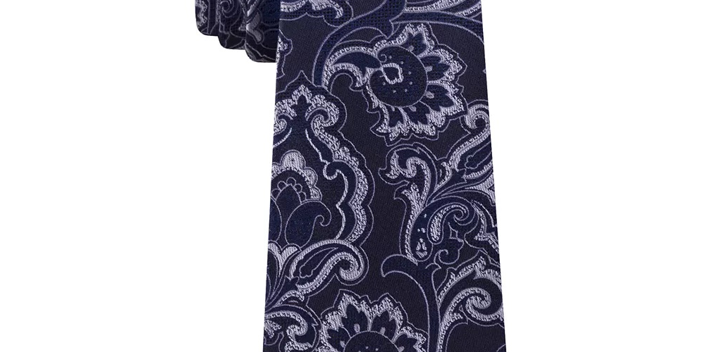 Michael Kors Men's Intricate Outlined Paisley Tie Navy Size Regular