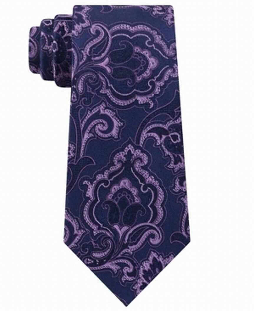 Michael Kors Men's Intricate Outlined Paisley Tie Purple Size Regular