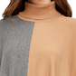 Alfani Women's Turtleneck Colorblock Poncho Sweater  Brown Size Large