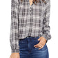Lucky Women's Brand Jessica Plaid Popover Blouse Black Size Medium