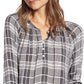 Lucky Women's Brand Jessica Plaid Popover Blouse Black Size Medium