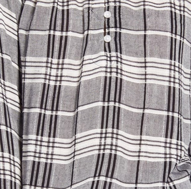 Lucky Women's Brand Jessica Plaid Popover Blouse Black Size Medium