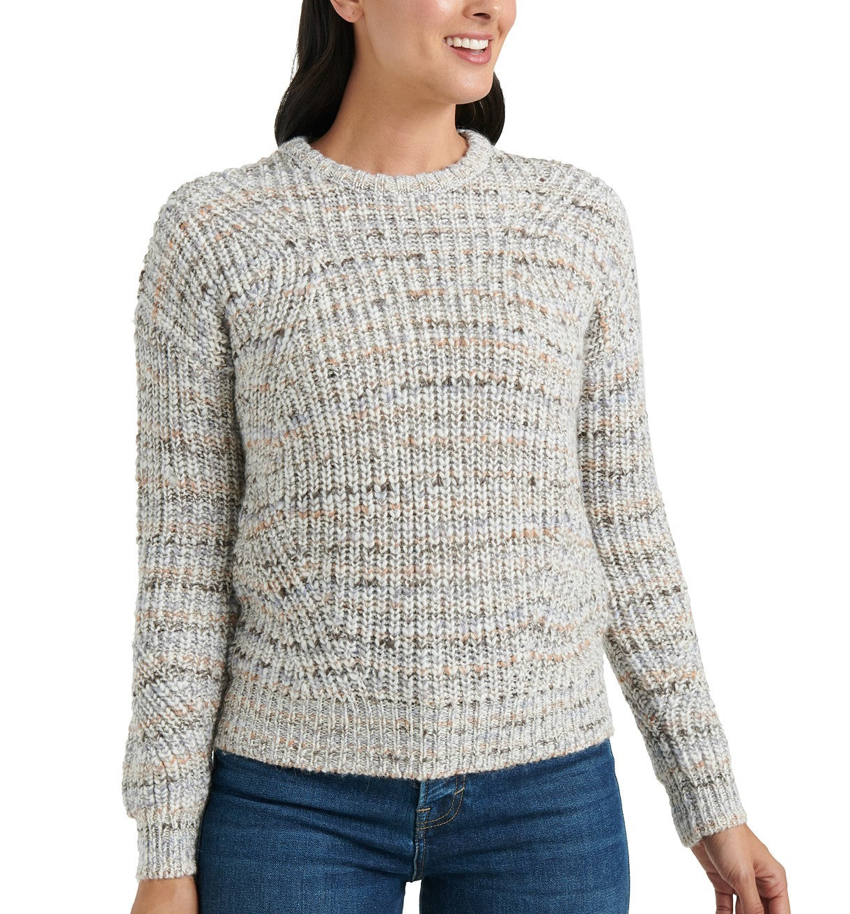 Lukcy Brand Women's Marled Crew Neck Sweater Gray Size Medium
