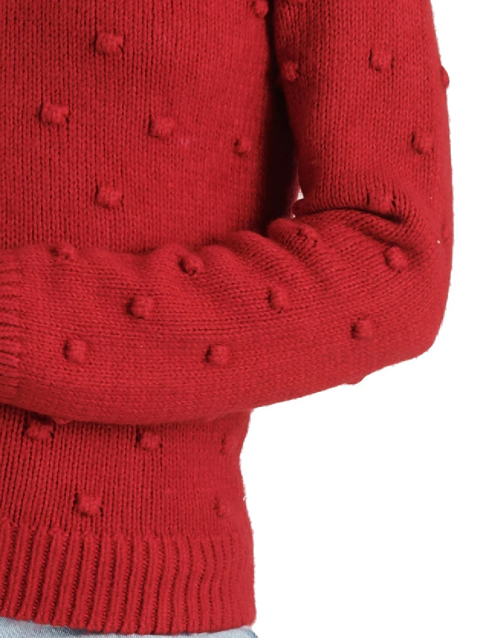 Lucky Brand Women's Bobble Stitch Crewneck Cotton Blend Sweater Red Size S