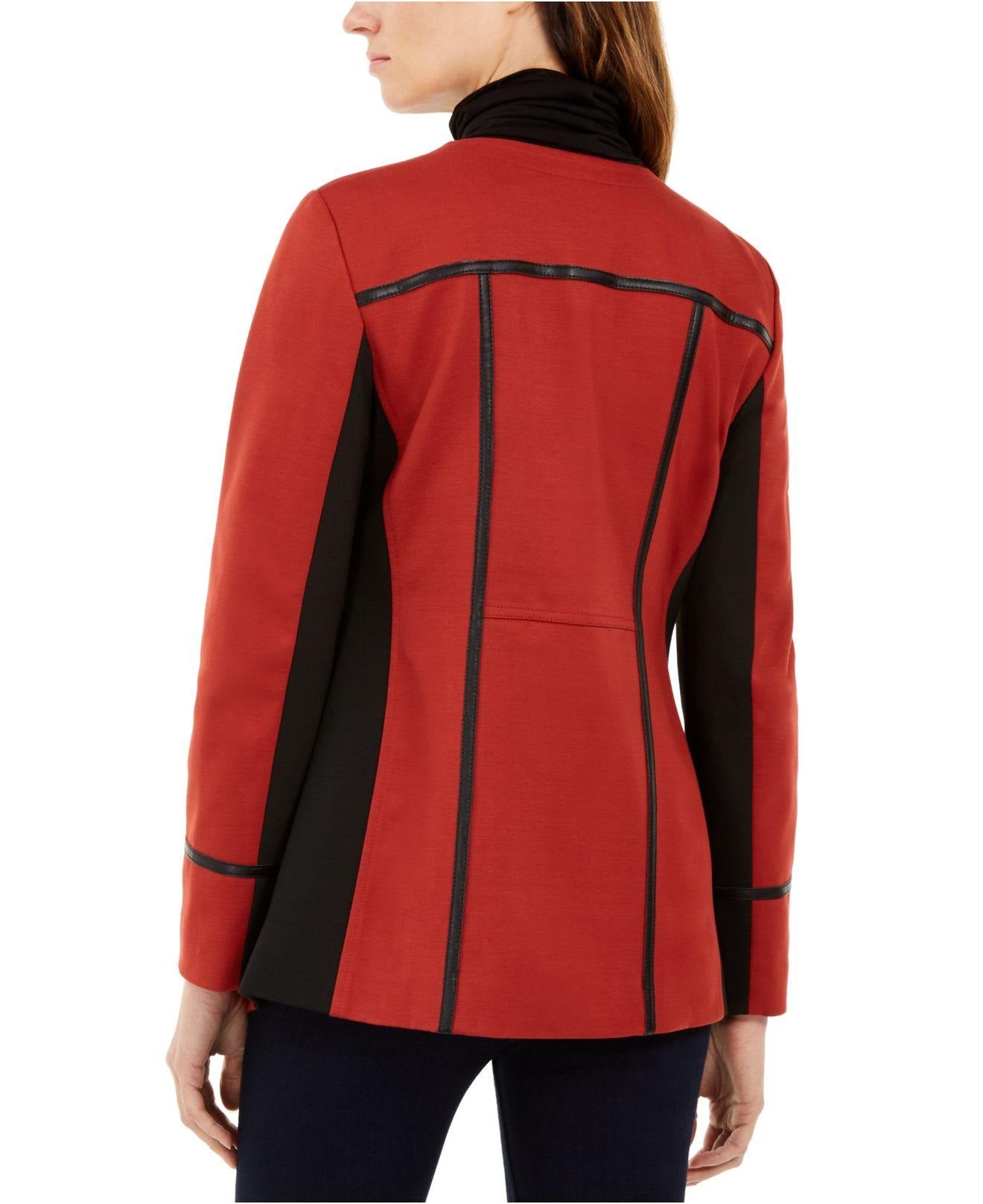 INC International Concepts Women's Faux-Leather-Trim Moto Jacket Size Large