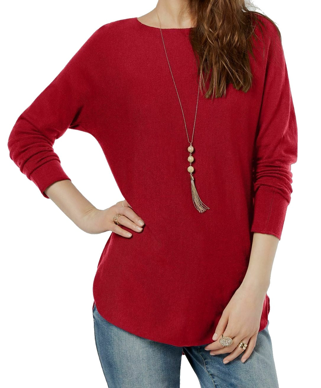 INC International Concepts Women's Shirttail Sweater Dark Red Size Extra Large