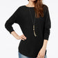 INC International Concepts Women's Petite Sweater Tunic Black Size Petite