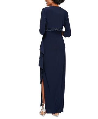Alex Evenings Women's Ruched Gown With Bolero Dress Navy Size 6