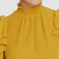 1.STATE Women's Flutter Sleeve Solid Top Yellow