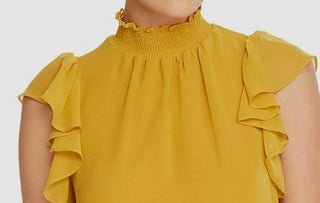 1.STATE Women's Flutter Sleeve Solid Top Yellow