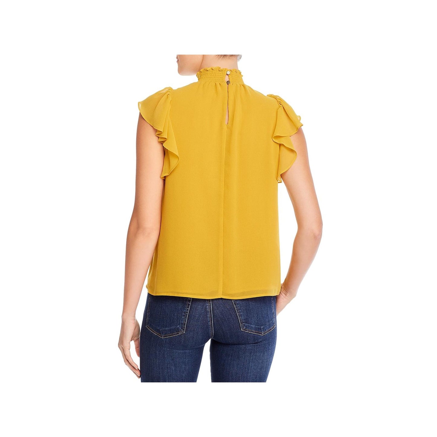1.STATE Women's Flutter Sleeve Solid Top Yellow