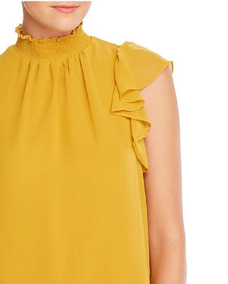 1.STATE Women's Flutter Sleeve Solid Top Yellow