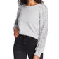 1.STATE Women's Fringe Sleeve Sweater Gray