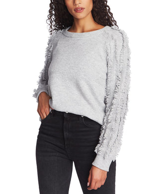 1.STATE Women's Fringe Sleeve Sweater Gray