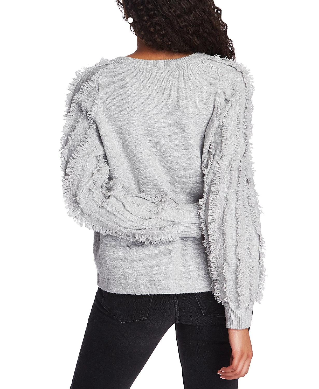 1.STATE Women's Fringe Sleeve Sweater Gray