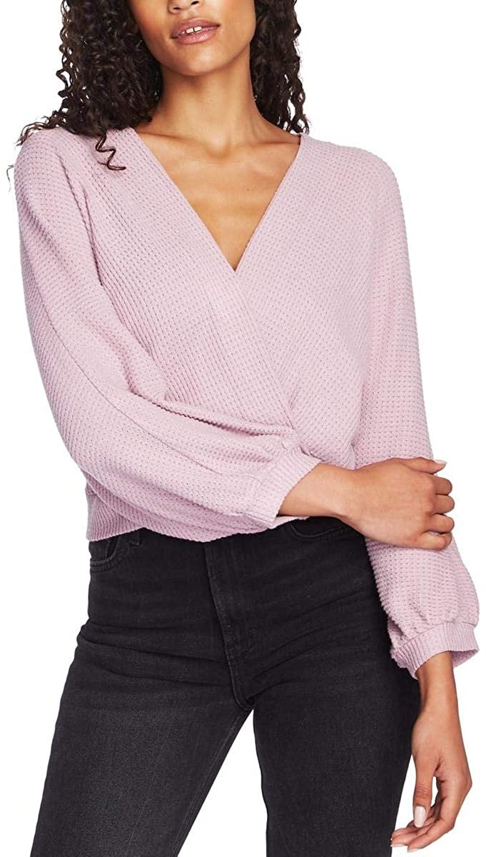 1.STATE Women's Faux Wrap Sweater Pink