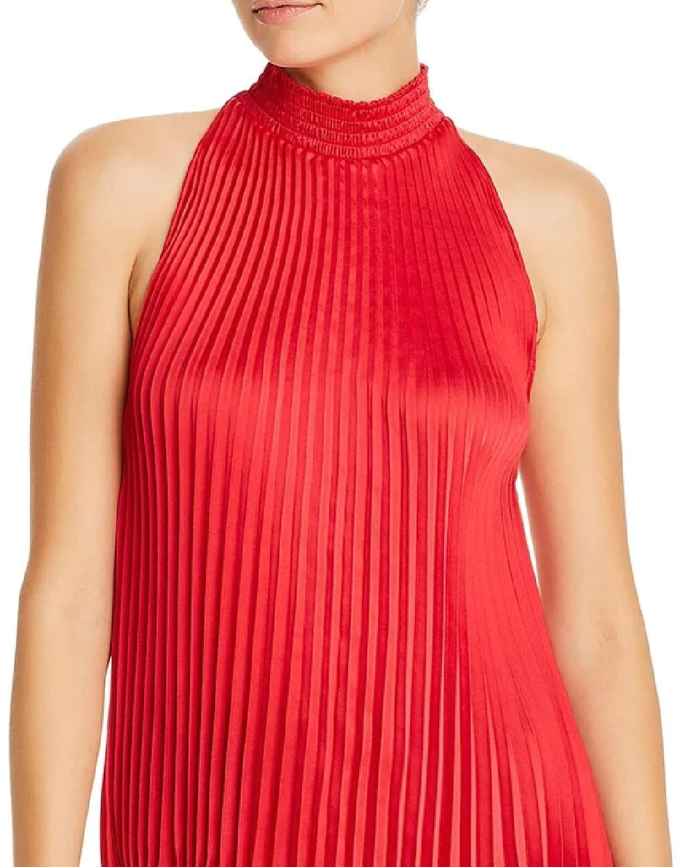 1.STATE Women's Pleated Charmeuse Halter Top Pink