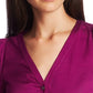 1.STATE Women's V-Neck Woven Top Purple