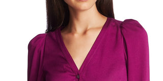 1.STATE Women's V-Neck Woven Top Purple