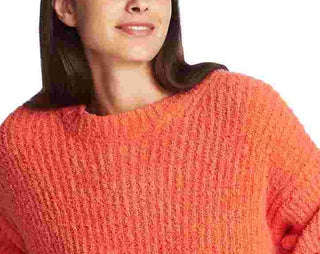 1.STATE Women's Textured Cozy Mock Sweater Orange