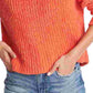 1.STATE Women's Textured Cozy Mock Sweater Orange