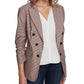1.STATE Women's Minicheck Ruched Sleeve Blazer Brown