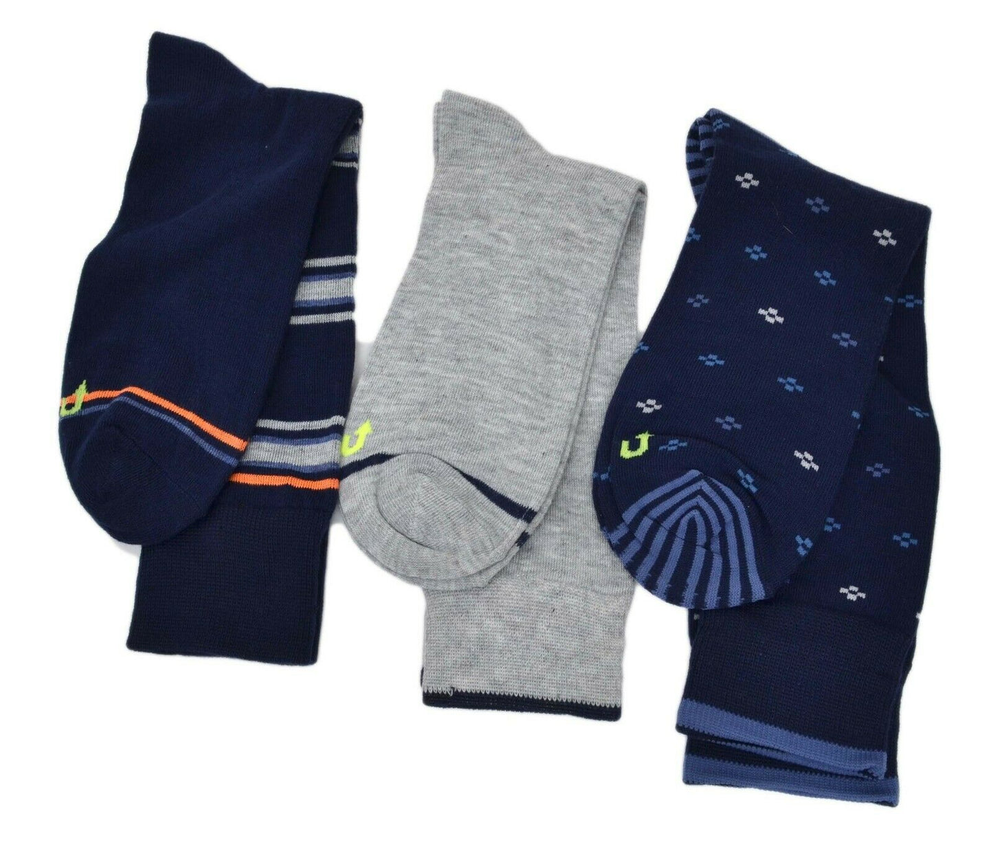 Perry Ellis Men's 3-Pk. Printed Dress Socks Grey Navy Shoe Size 7-12
