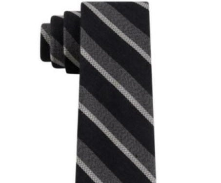 Tommy Hilfiger Men's Slim Textured Stripe Tie Gray Size Regular