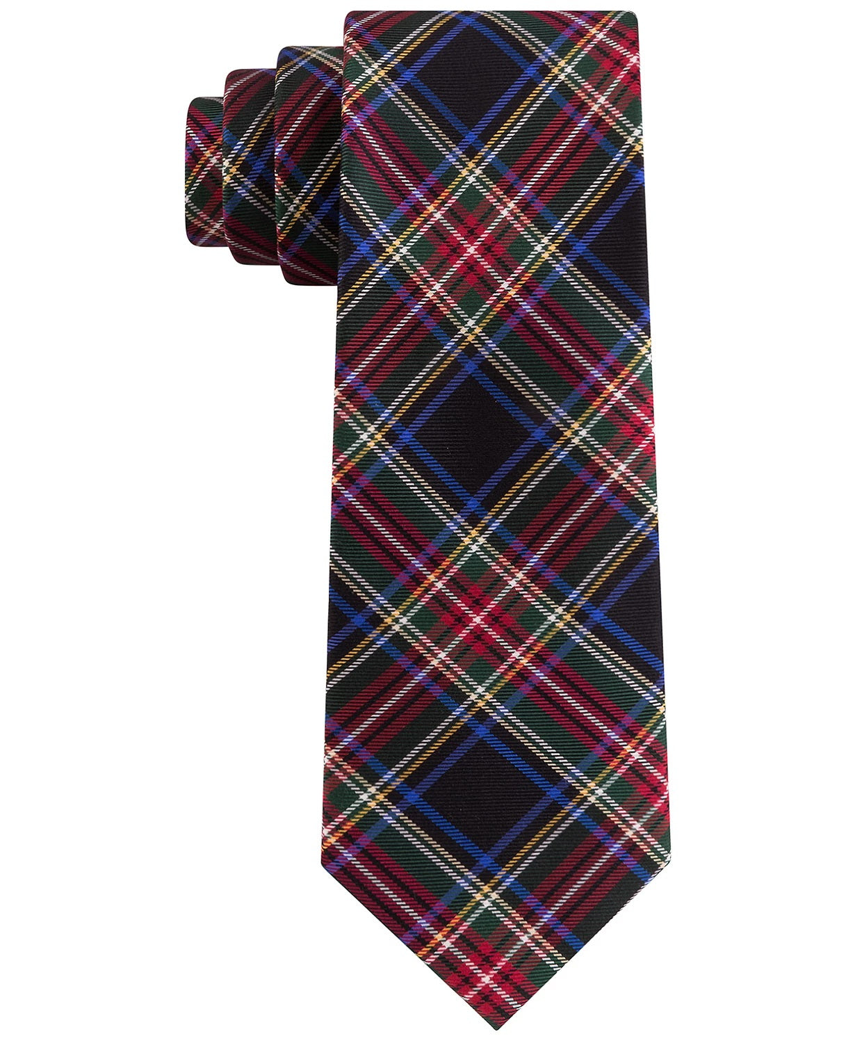Tommy Hilfiger Men's Assorted Holiday Plaid Slim Ties Black Size Regular