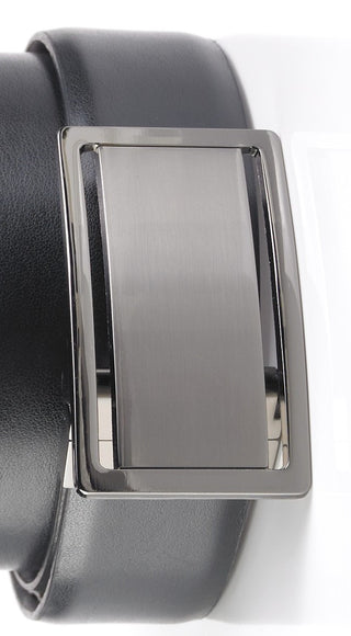 Alfani Men's Gunmetal Dress Plaque Buckle Leather Belt Black Size 34 Regular